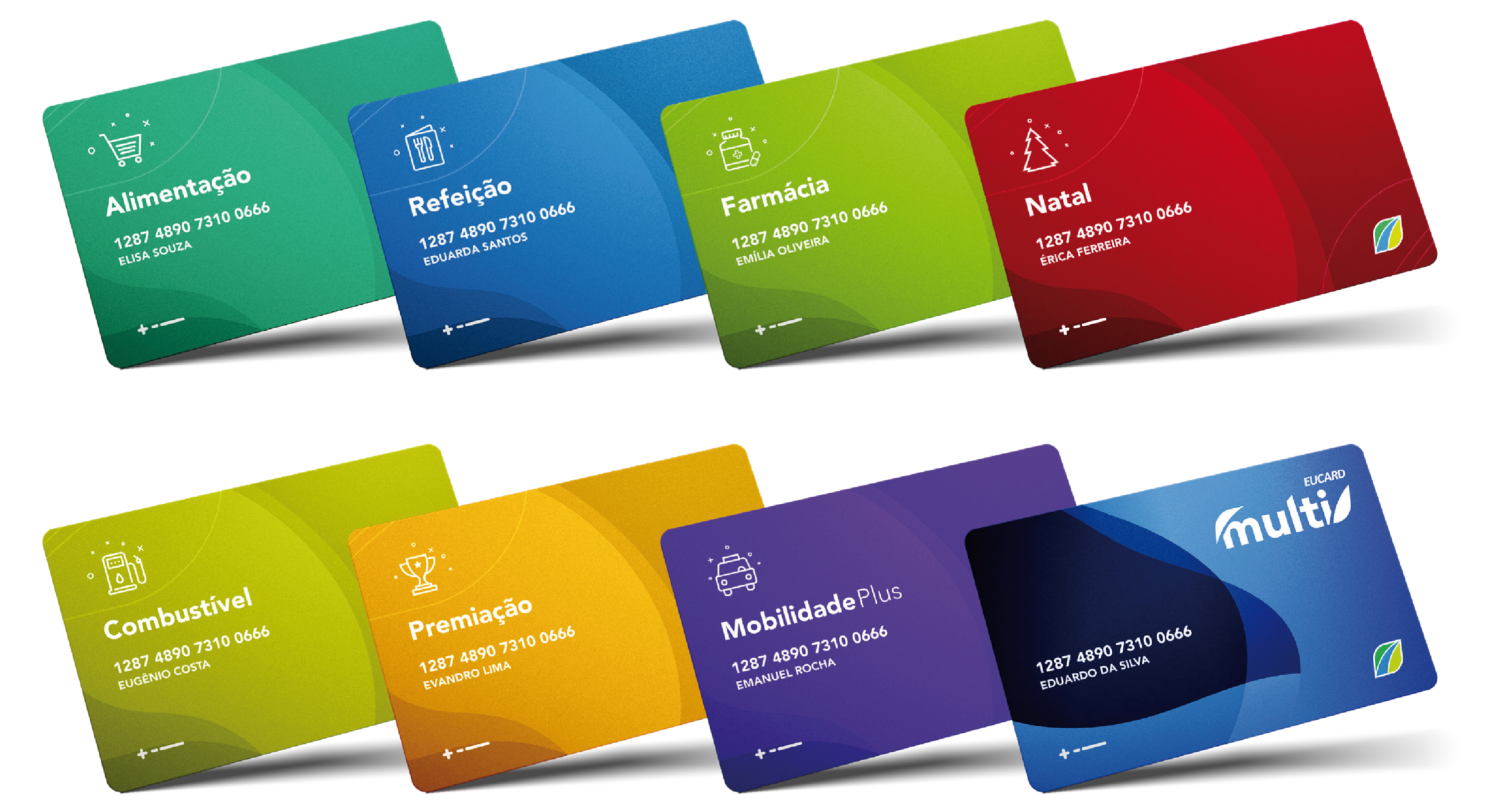 Cartões Eucard - Alimentação, Refeição, Farmácia, Natal, Combustível, Premiação, Mobilidade Plus e Multi